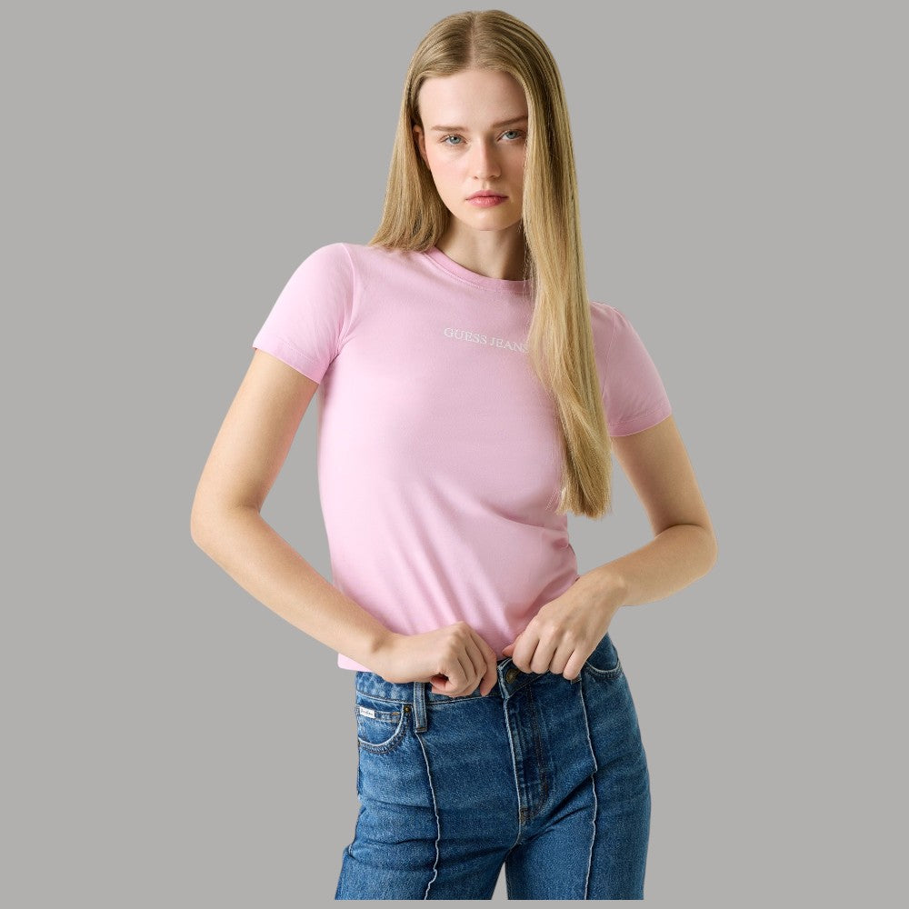 T-shirt Guess GJ Slim Cotone Stretch con Logo Ricamato - Prodotti di Classe