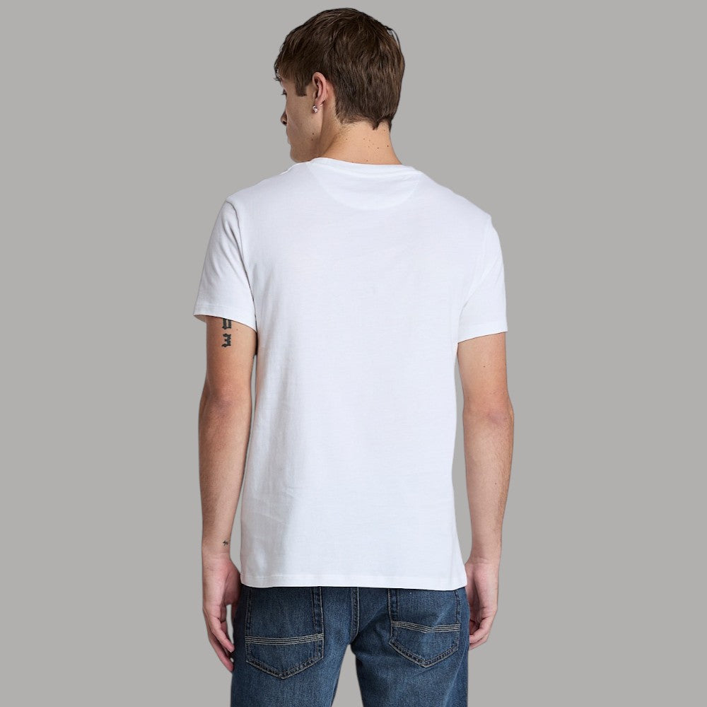 T-shirt Timberland cotone slim bianca, retro con scollo tondo