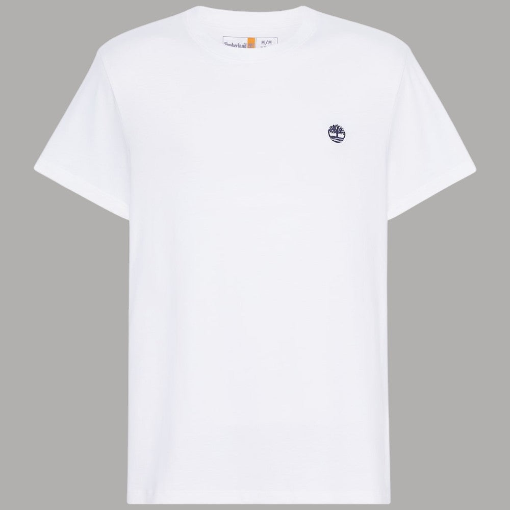 T-shirt Timberland cotone slim bianca, vista posteriore con logo ricamato