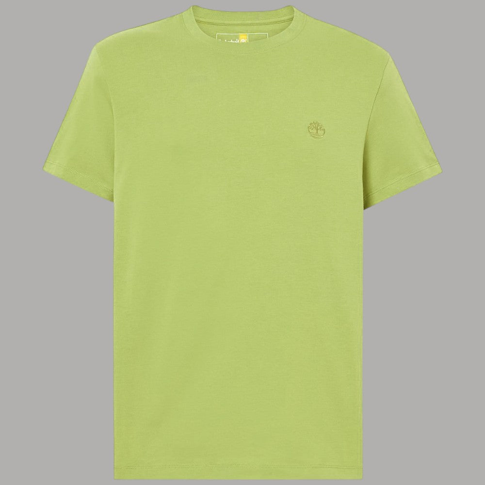 T-shirt uomo verde lime in cotone slim con logo ricamato sul petto
