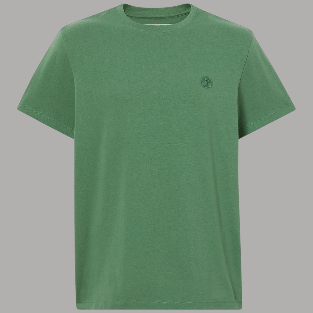 T-shirt da uomo verde in cotone slim con logo ricamato sul petto