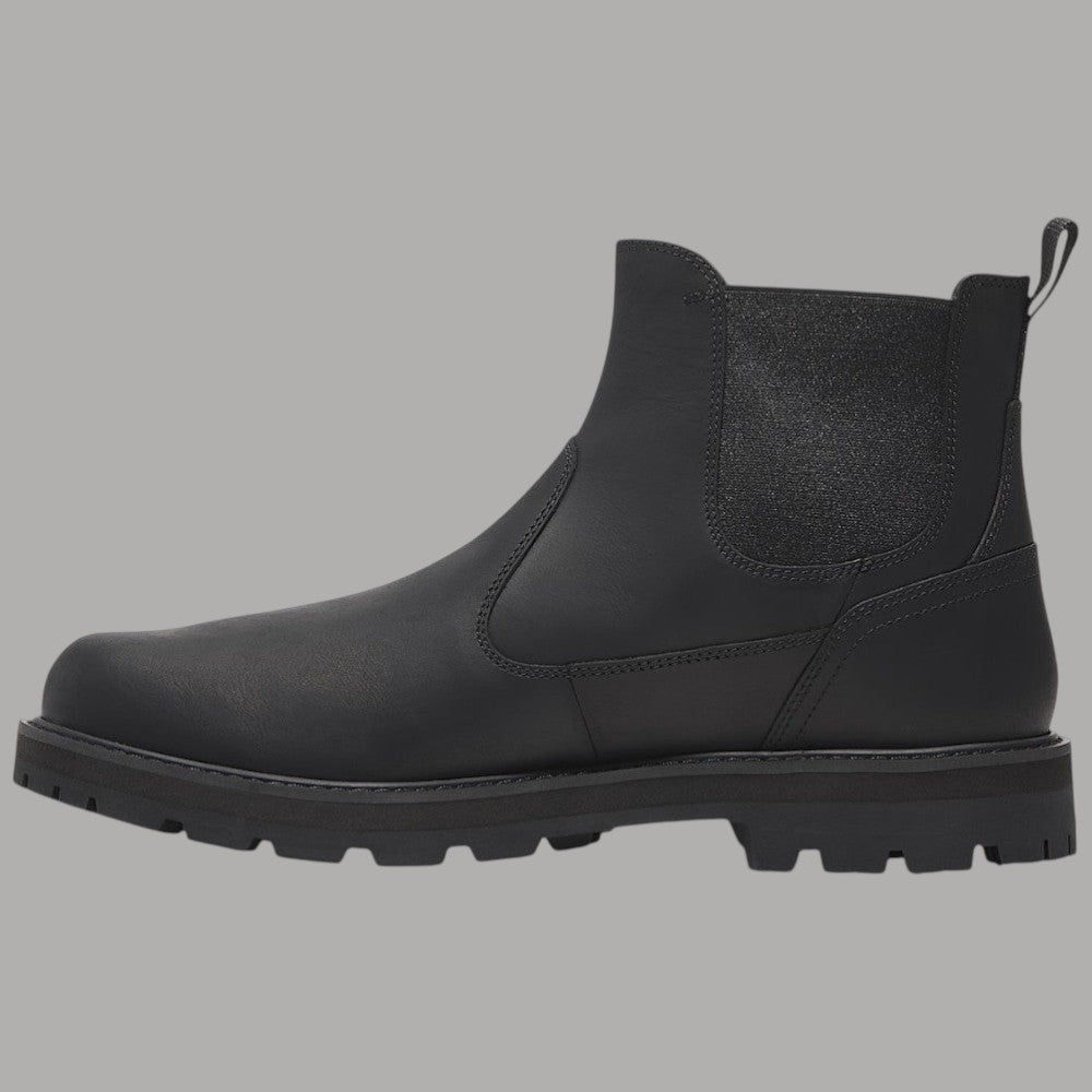 Stivale Chelsea nero Timberland con punta arrotondata e suola spessa