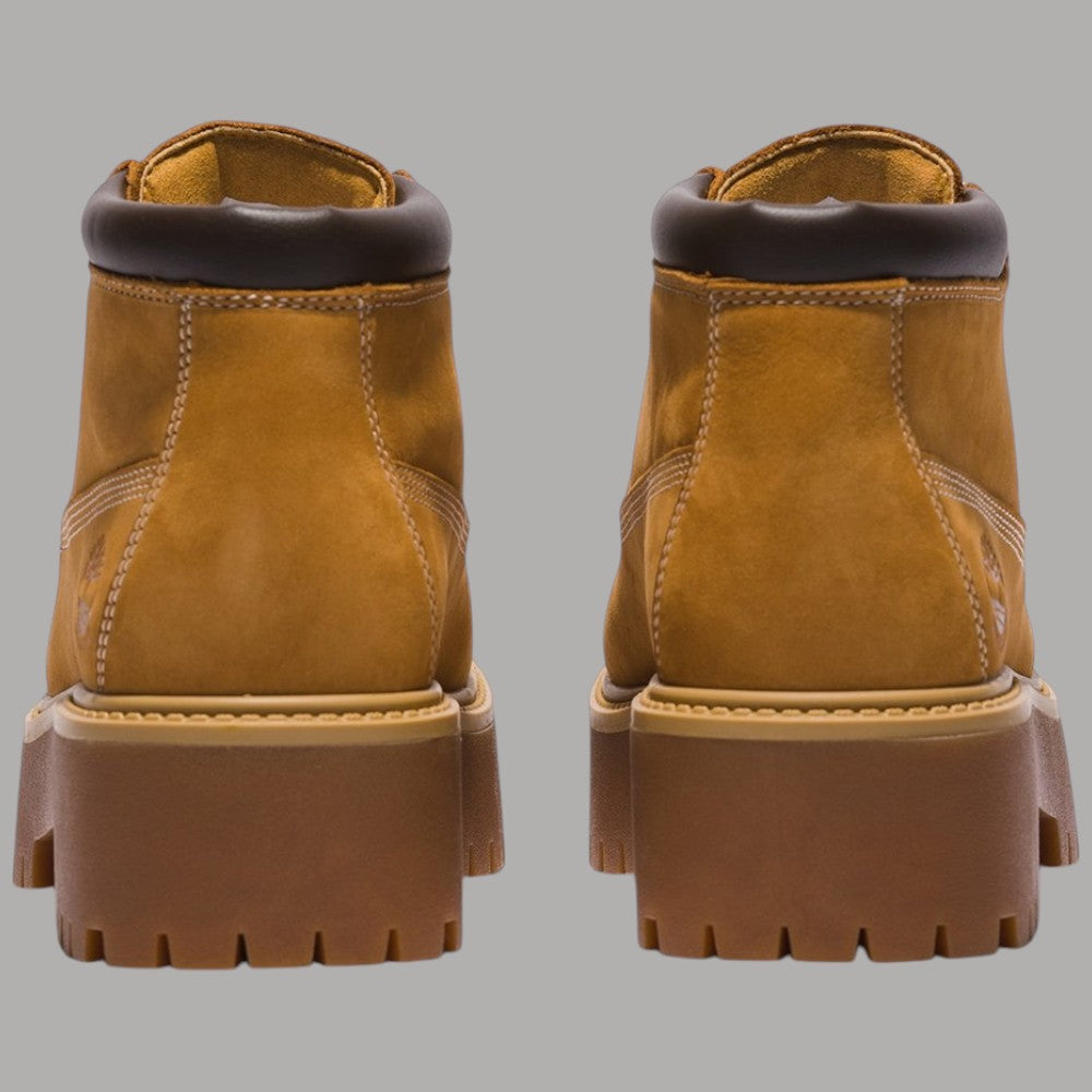 Stivale Timberland giallo in nabuk con tallone e suola platform dentellata