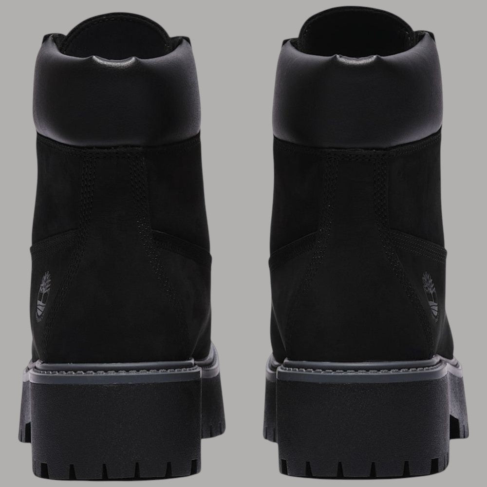 Stivale donna nero in pelle con tallone sagomato e suola plateau tassellata