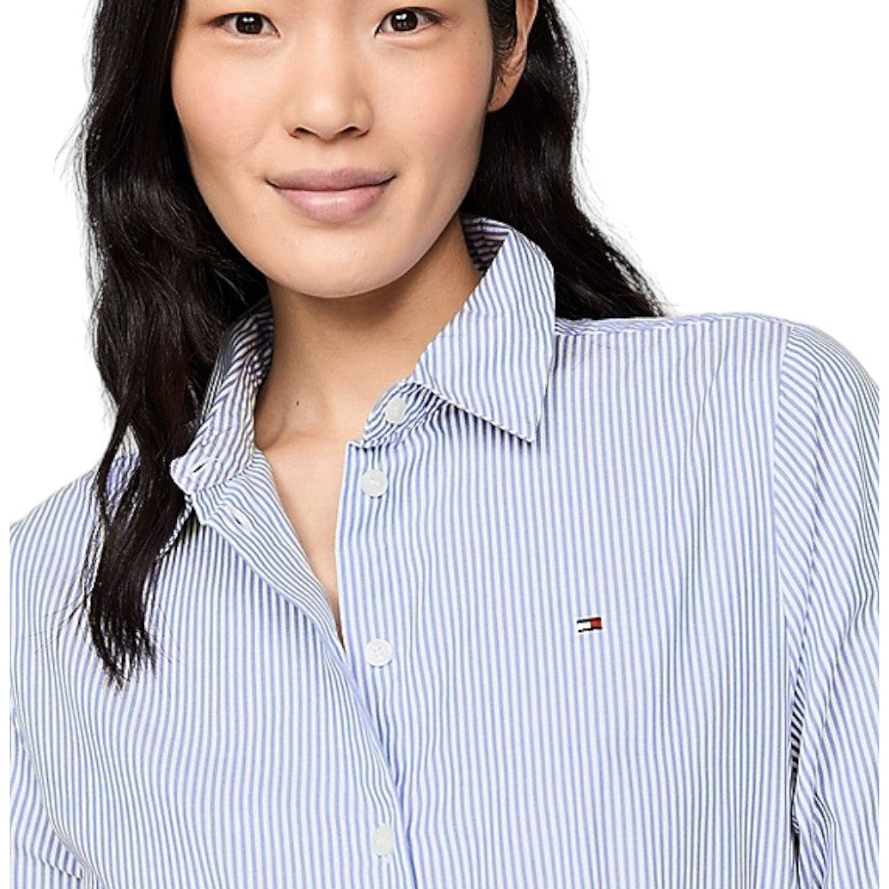 Tommy Hilfiger chemisier vestito a righe bianco celeste WW0WW41001 Vestiti Tommy Hilfiger