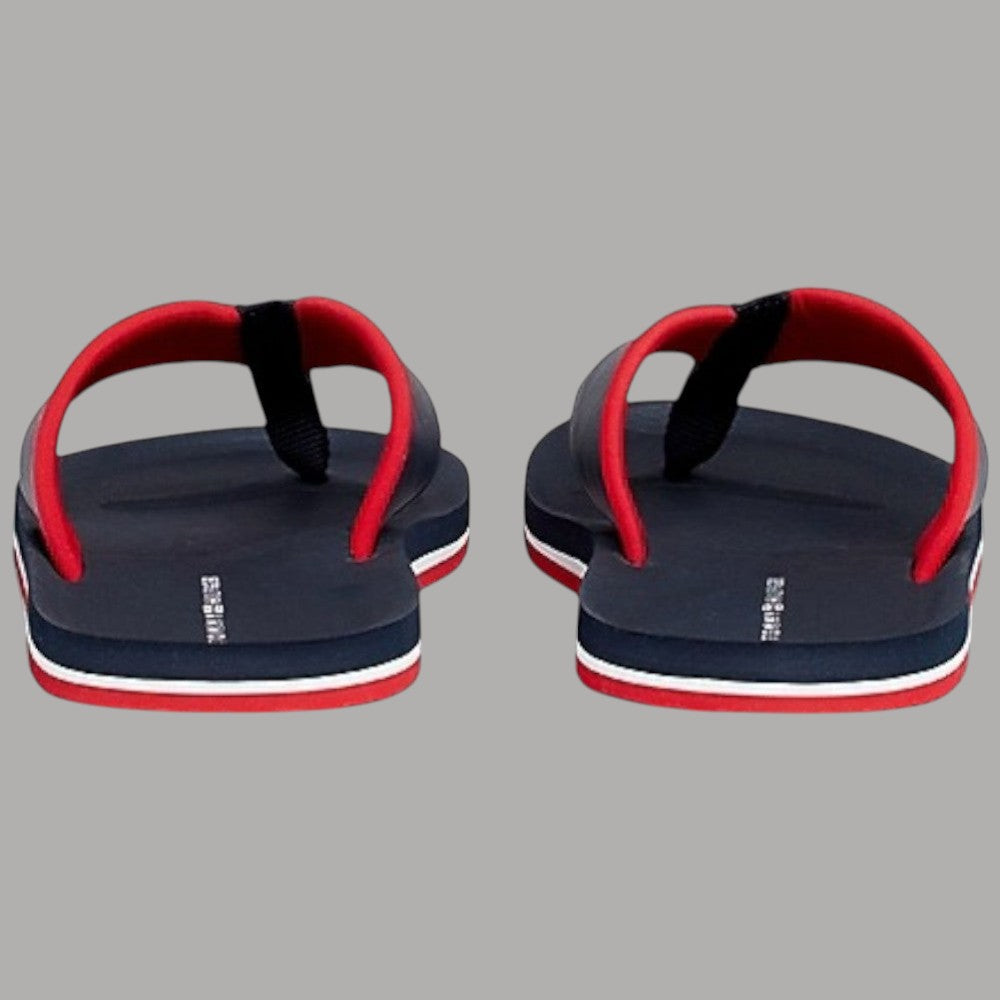 Infradito blu Tommy Hilfiger con cinturino rosso e suola con bordi bianchi