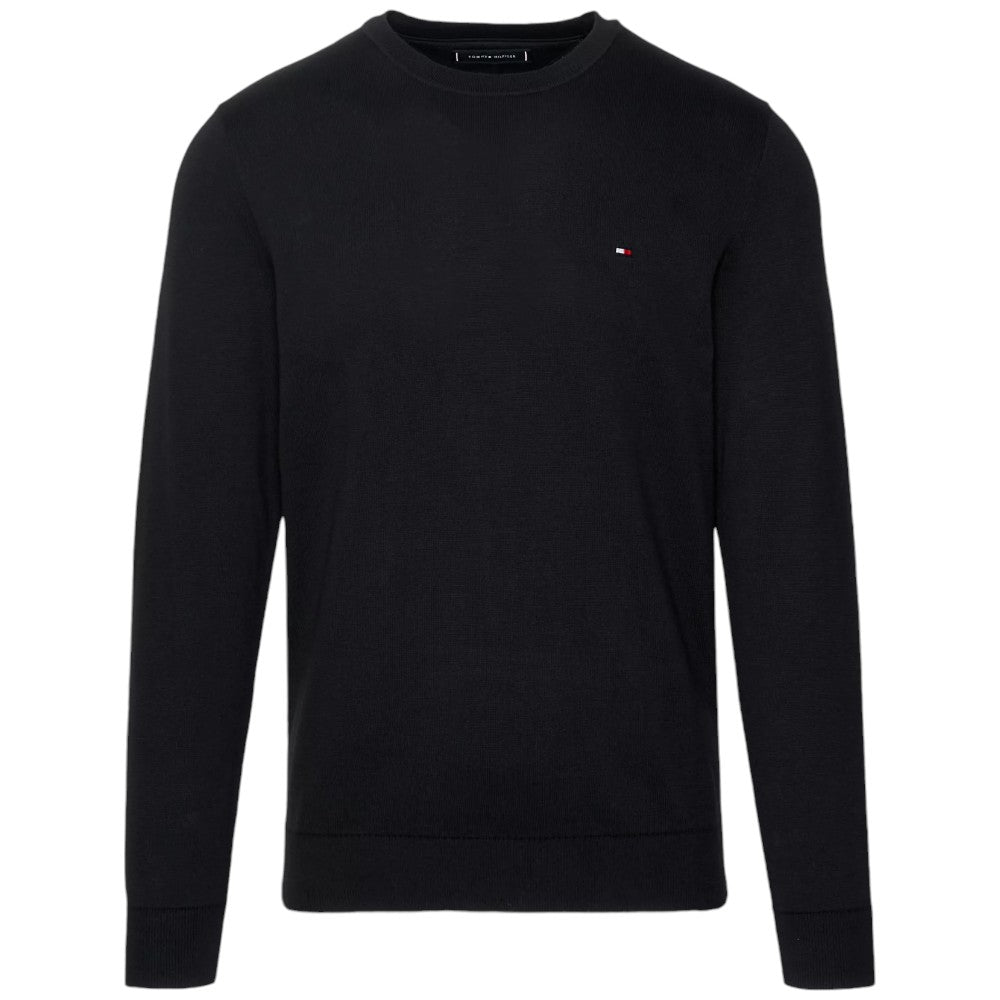 Tommy Hilfiger maglioncino nero classic cotton MW0MW32026 Maglieria Tommy Hilfiger