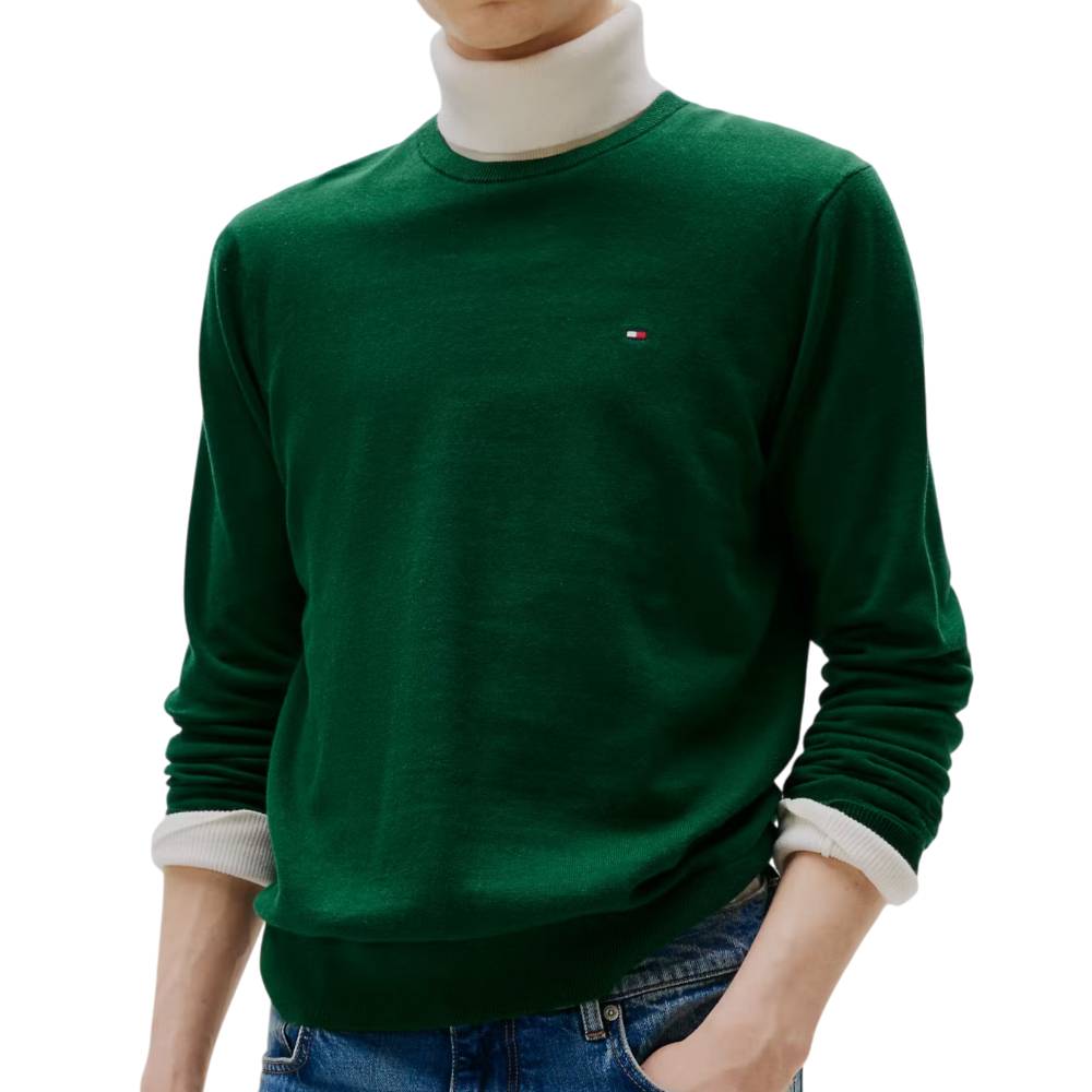 Tommy Hilfiger pullover verde bosco MW0MW39999MQ8 Maglieria Tommy Hilfiger