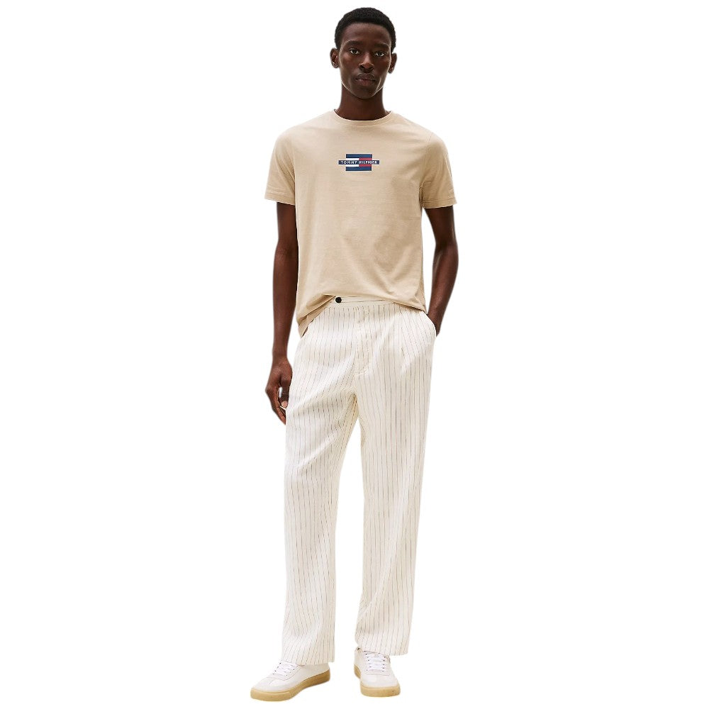 Tommy Hilfiger t-shirt beige logo centrale MW0MW38636RBT T-shirt Tommy Hilfiger