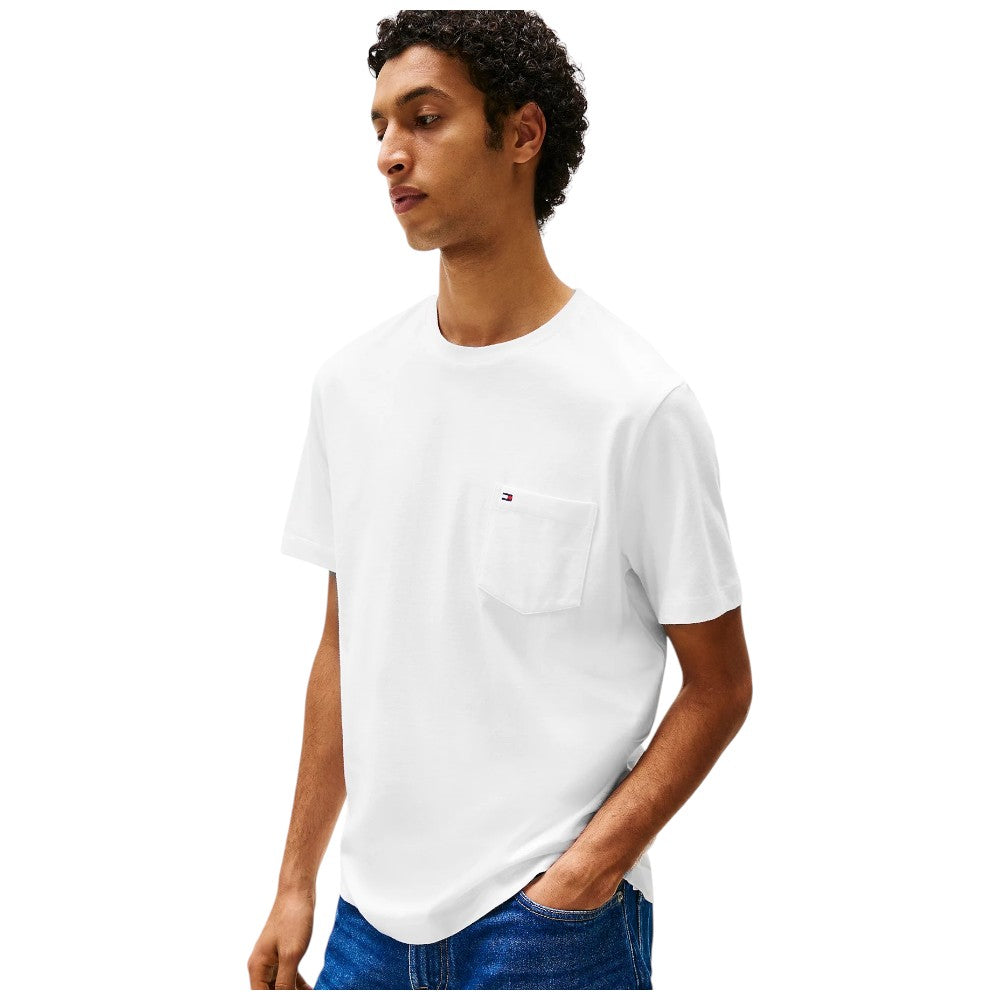 Tommy Hilfiger t-shirt bianca con taschino MW0MW37283YBR T-shirt Tommy Hilfiger