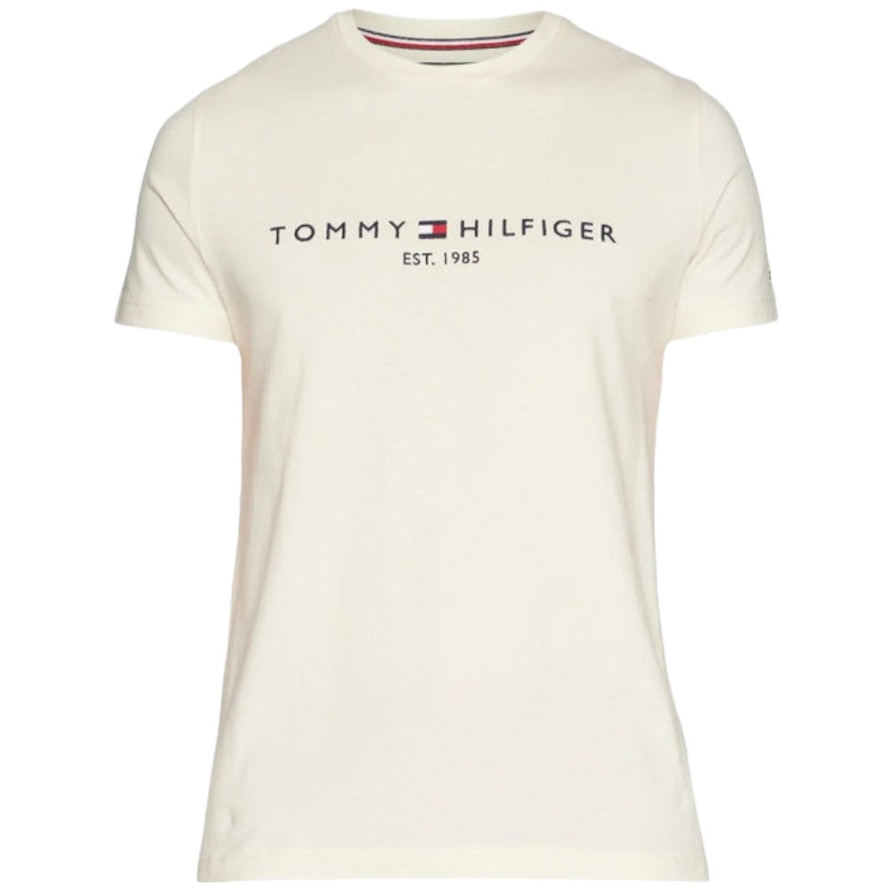 Tommy Hilfiger t-shirt crema logo ricamato MW0MW11797 T-shirt Tommy Hilfiger