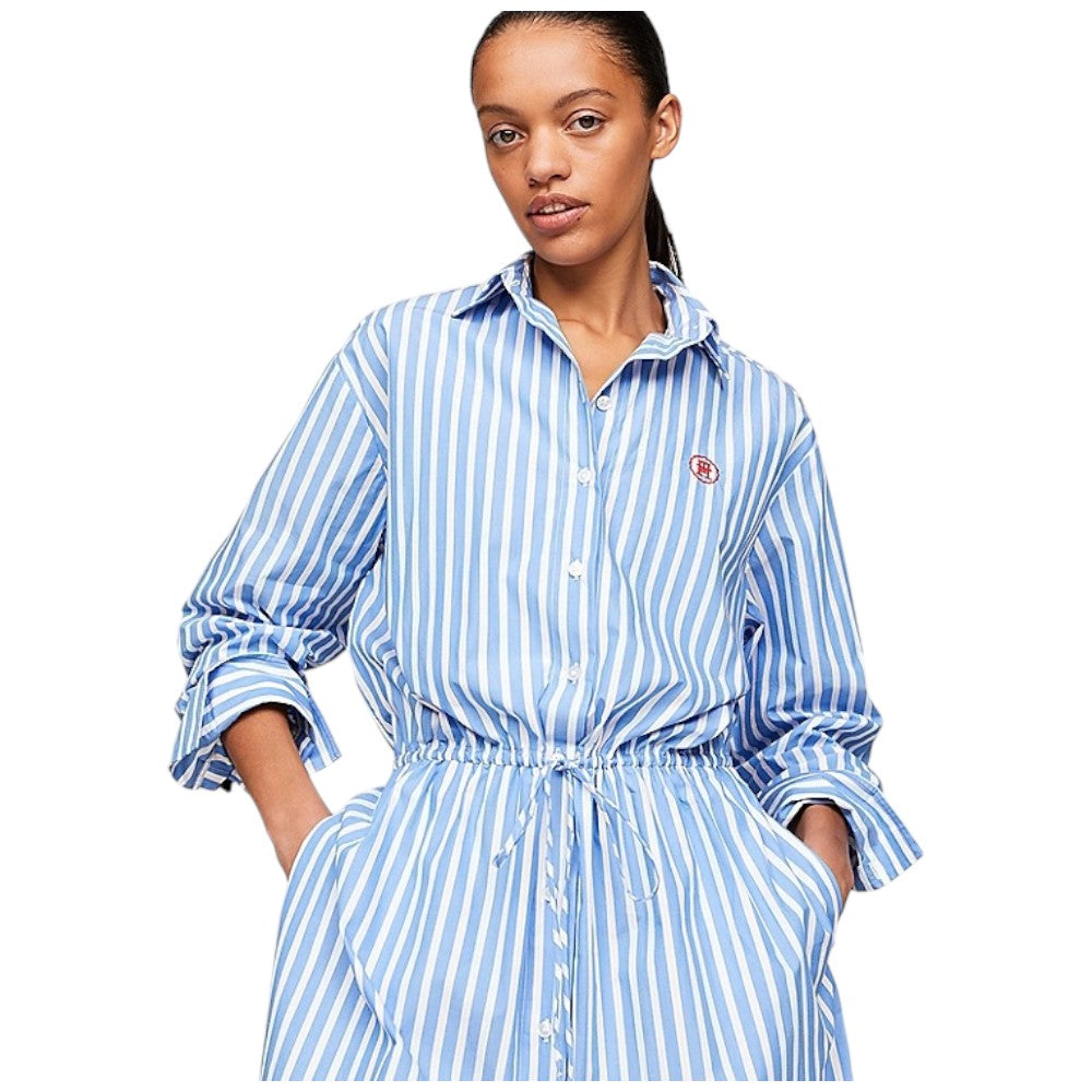 Tommy Hilfiger vestito midi a righe azzurro bianco WW0WW4143 Vestiti Tommy Hilfiger