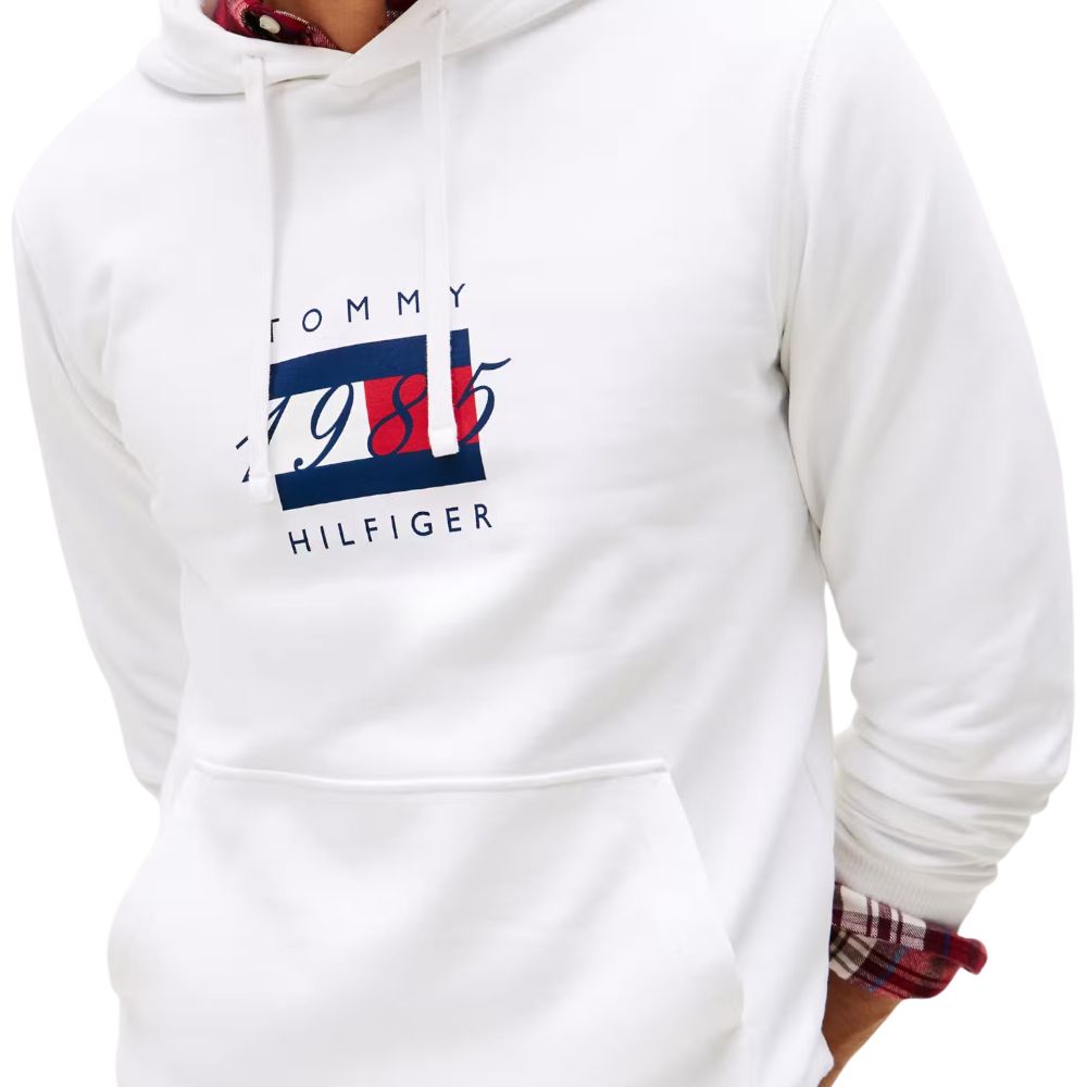 Tommy hilfiger felpa bianca con cappuccio MW0MW41332YBR - Prodotti di Classe