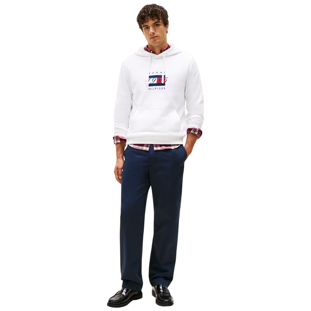 Tommy hilfiger felpa bianca con cappuccio MW0MW41332YBR - Prodotti di Classe