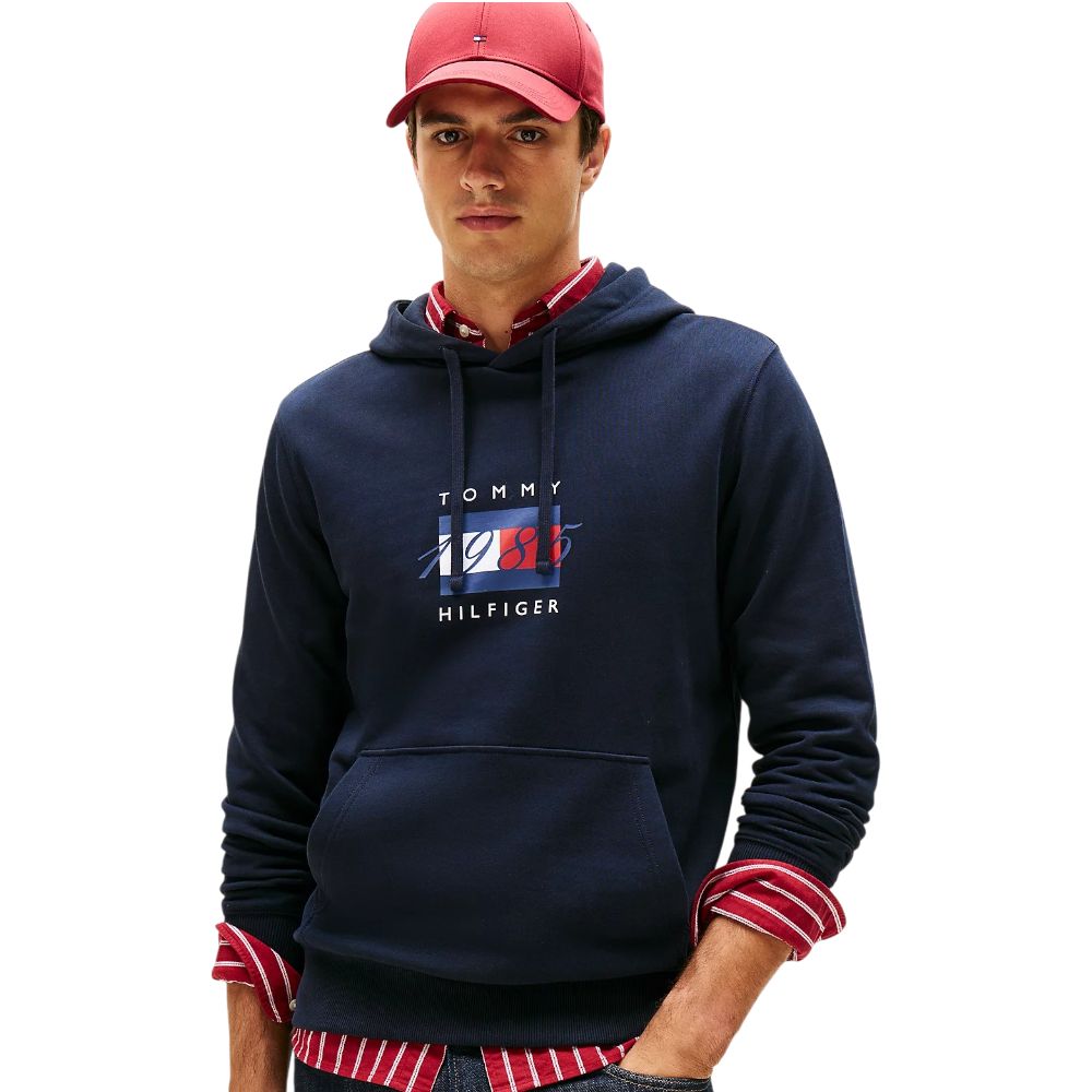 Tommy hilfiger felpa blu con cappuccio MW0MW41332DW5 - Prodotti di Classe