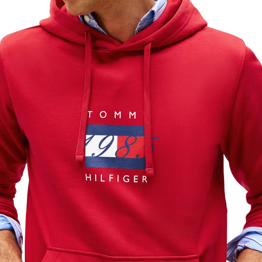 Tommy hilfiger felpa rossa con cappuccio MW0MW41332XLD - Prodotti di Classe