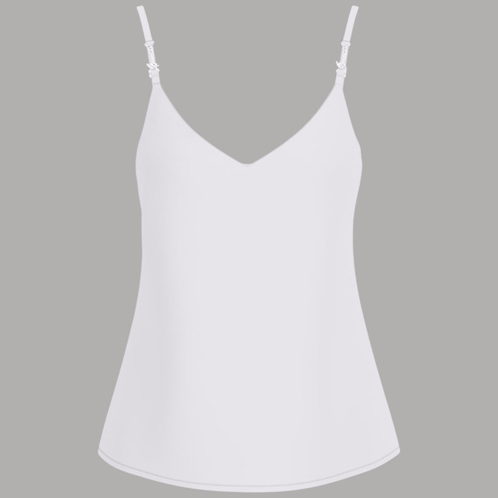 Top Guess Caroline Bianco Scollo V con Logo Gioiello Argentato - Prodotti di Classe