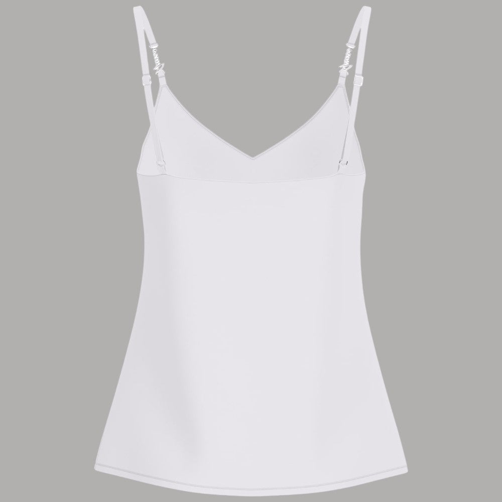 Top Guess Caroline Bianco Scollo V con Logo Gioiello Argentato - Prodotti di Classe