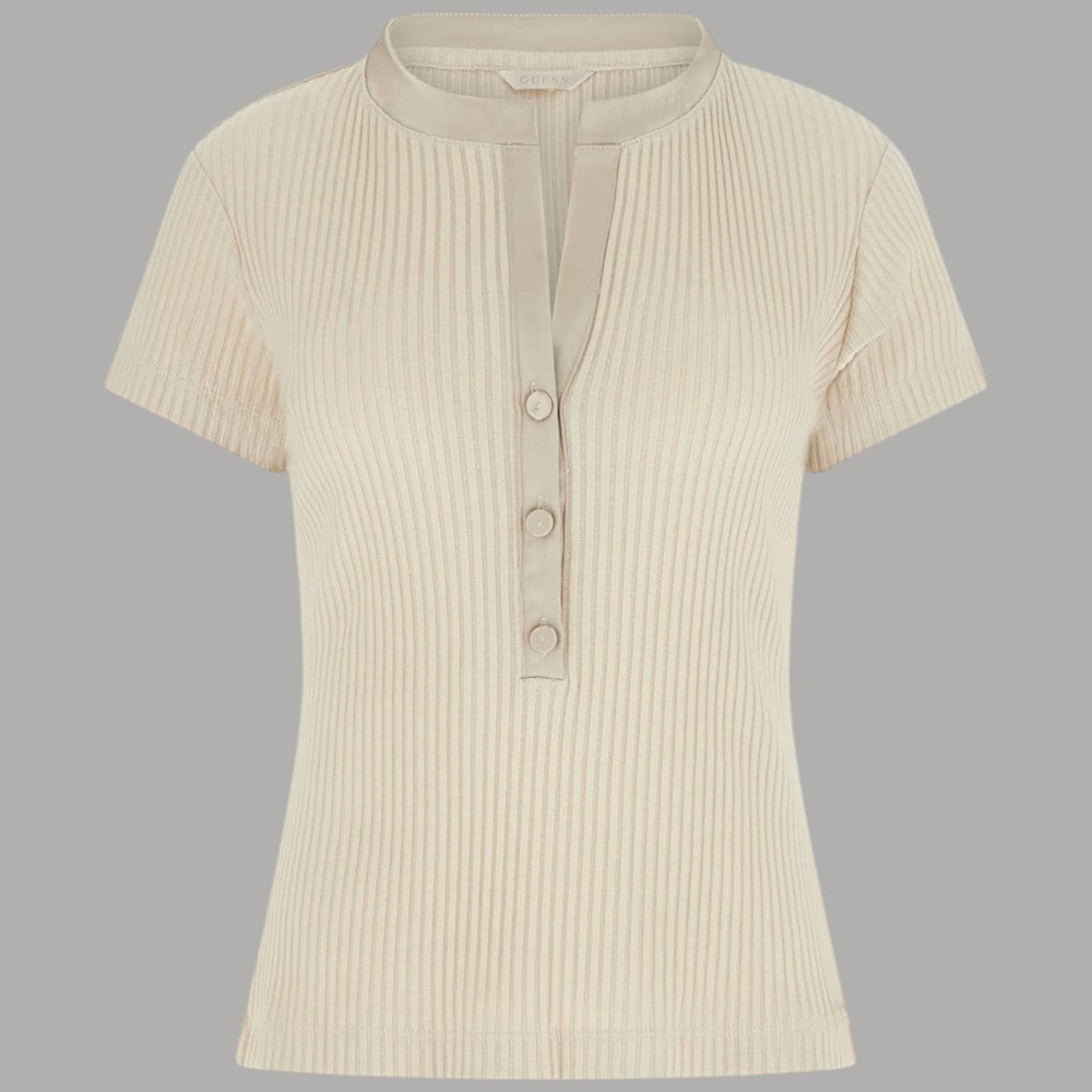 Top Guess Slim Henley in Maglia a Coste - Charline W6GP09K2931 - Prodotti di Classe