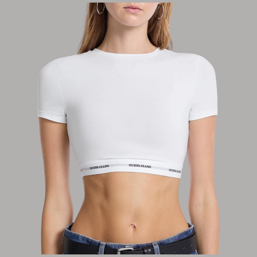 Top Guess GJ: Cropped con Fascia Logata per Look Audace - Prodotti di Classe