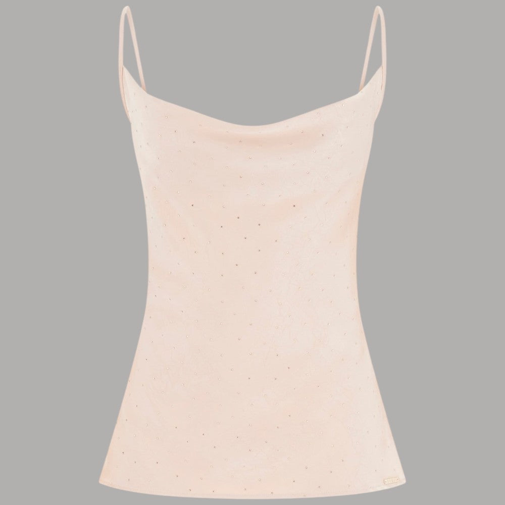 Top Guess MARA in Satin con Strass Elegante per Serate Glam - Prodotti di Classe