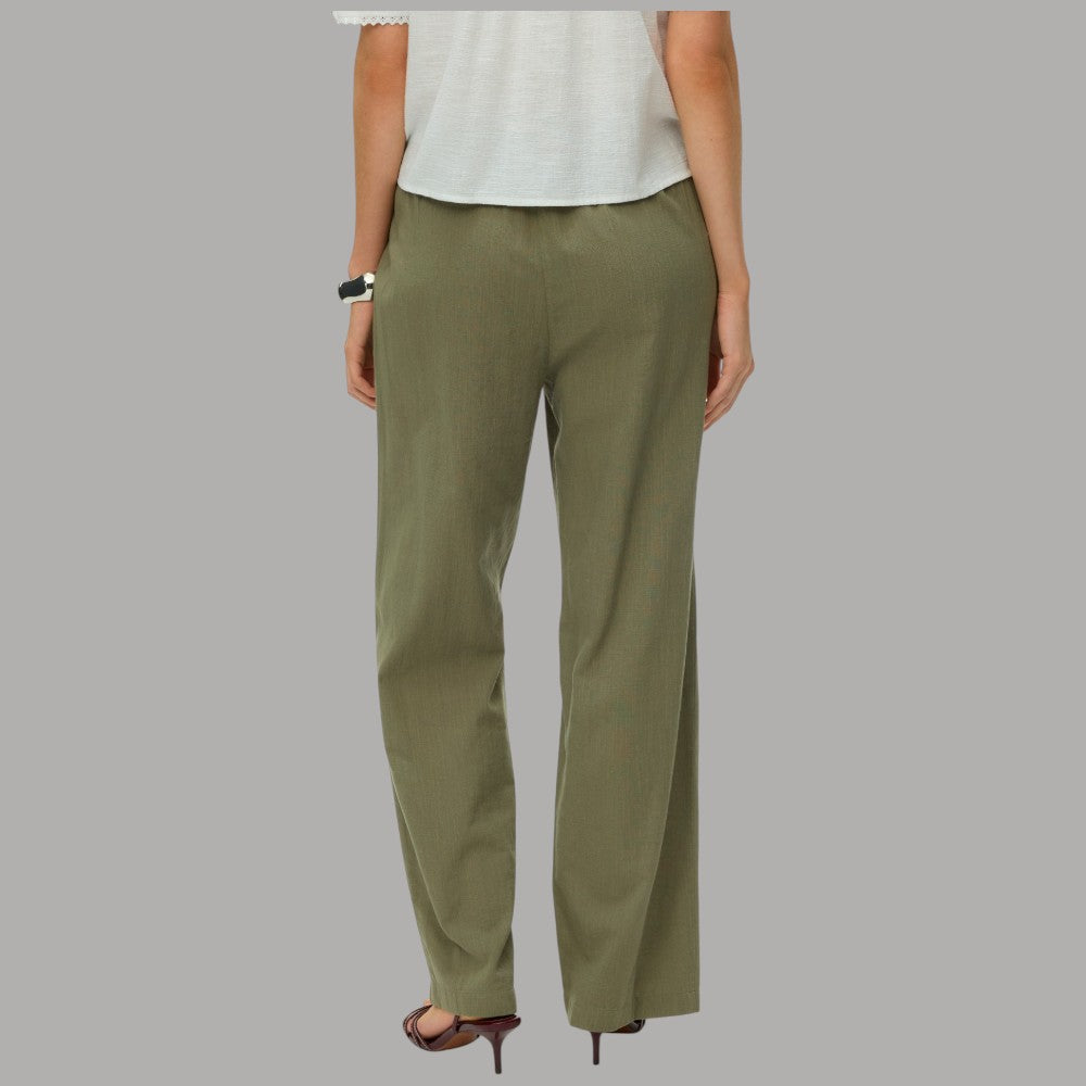 Vero Moda Pantaloni Wide Leg Cotton Linen Vita Medio Elasticizzata - Prodotti di Classe
