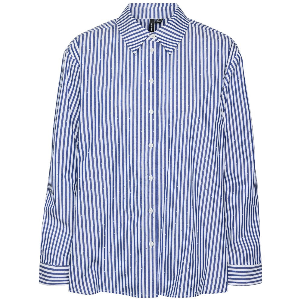 Vero Moda camicia a righe bianca blu con strass Inge 10321807 Camicie Vero Moda