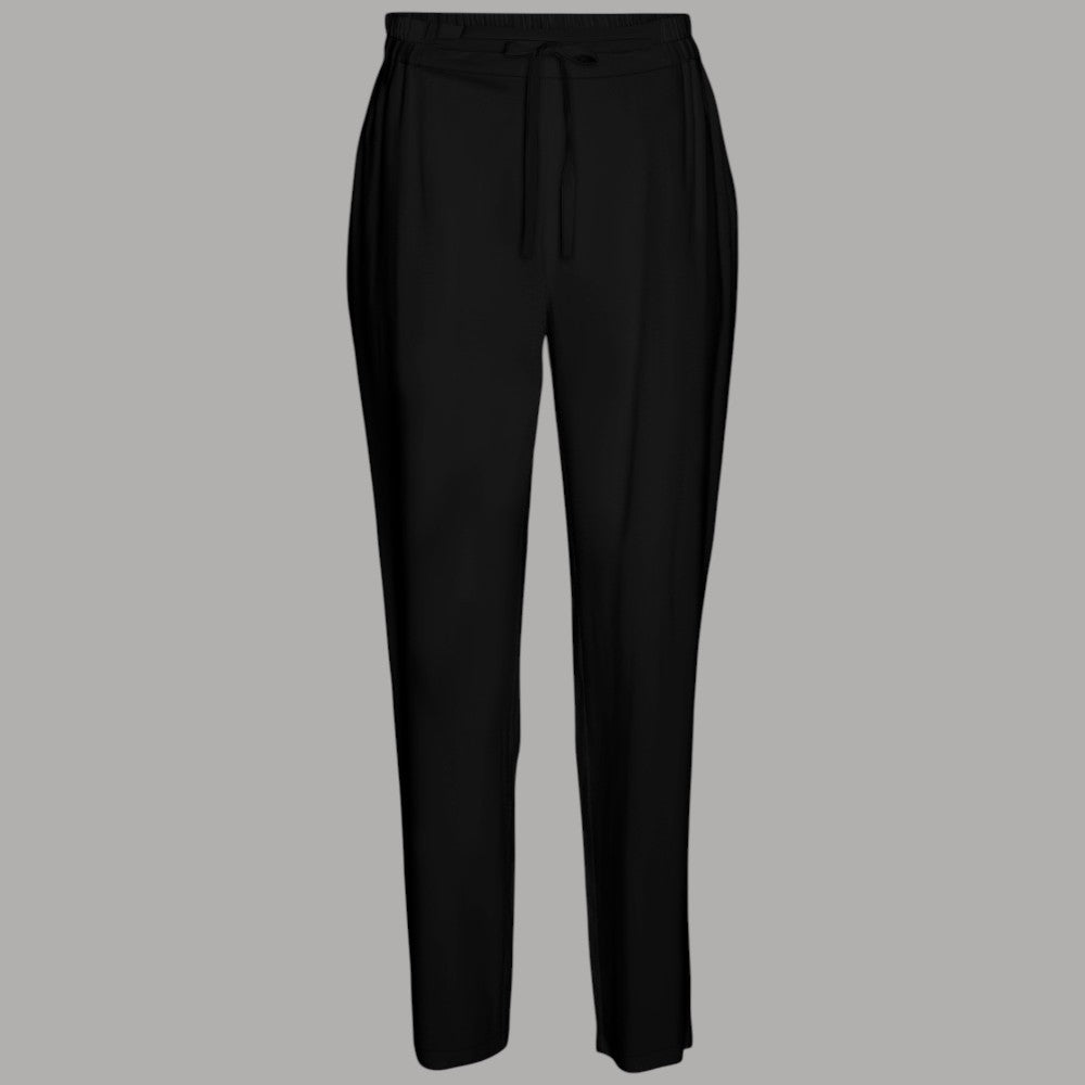 Pantaloni in viscosa neri con coulisse, vita elasticizzata e gamba affusolata