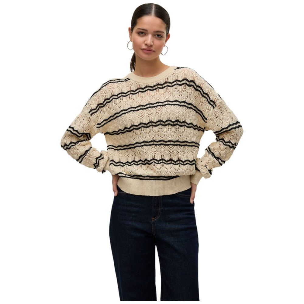 Vero Moda pullover beige nero Bella 10321528 Maglieria Vero Moda