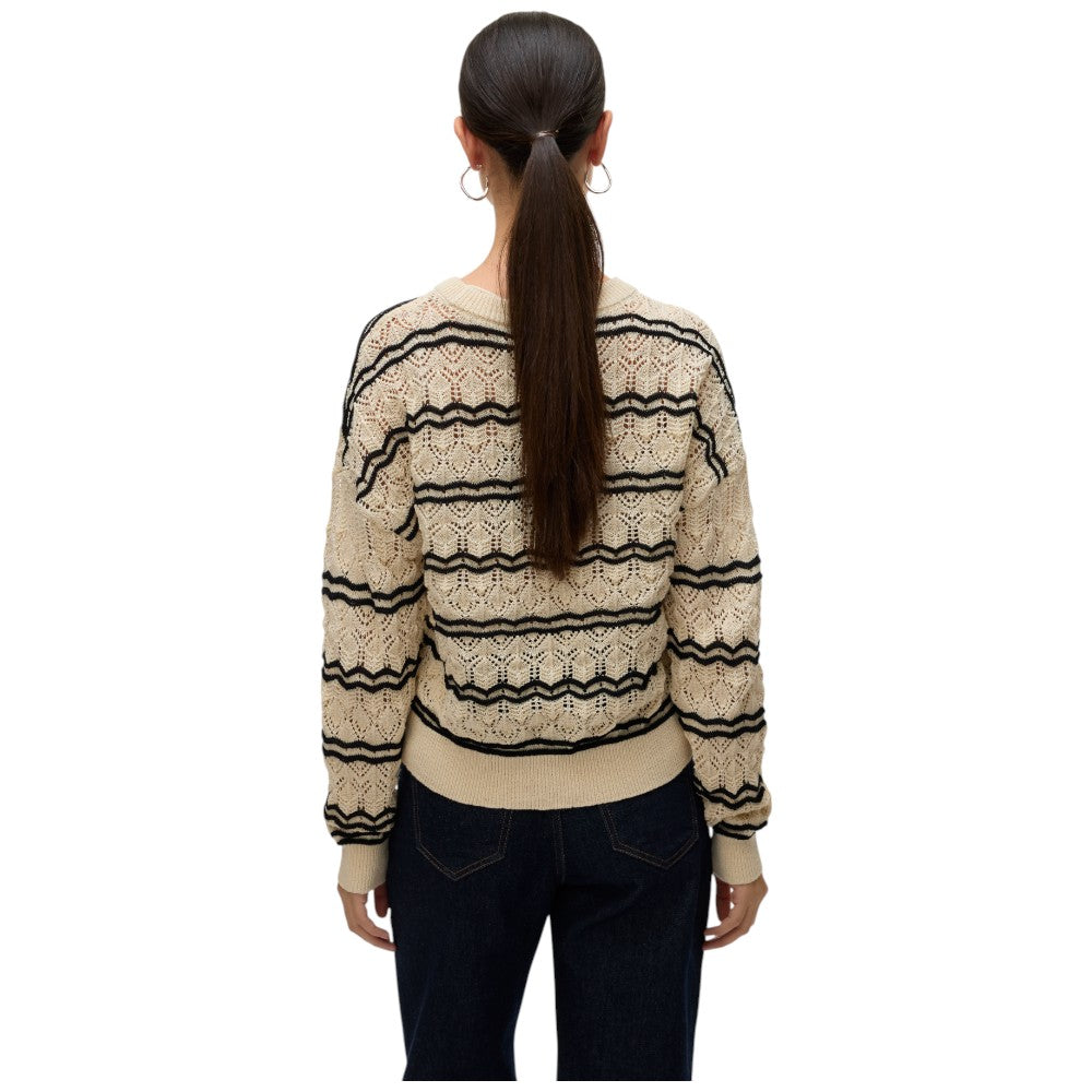 Vero Moda pullover beige nero Bella 10321528 Maglieria Vero Moda