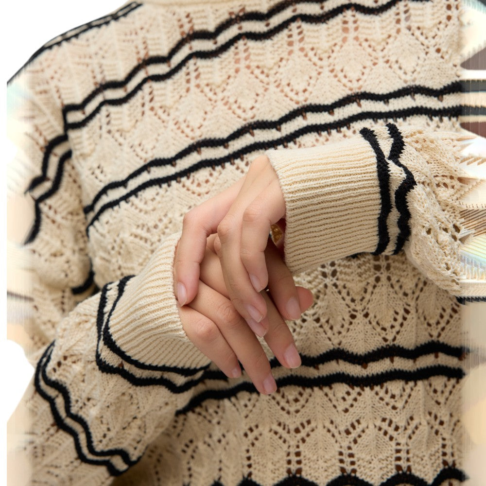 Vero Moda pullover beige nero Bella 10321528 Maglieria Vero Moda