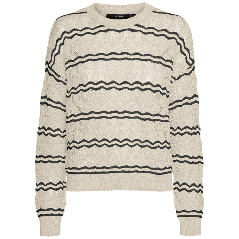 Vero Moda pullover beige nero Bella 10321528 Maglieria Vero Moda