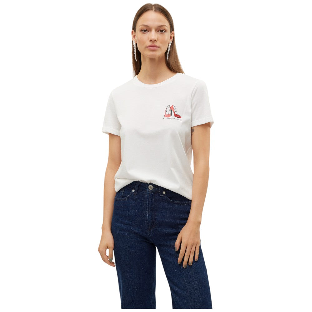 Vero Moda t-shirt bianca con stampa rossa glitter art. Villa 10324551 T-shirt Vero Moda