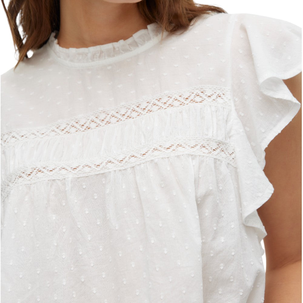 Vero Moda top bianco in pizzo Trine 10301205 T-shirt Vero Moda