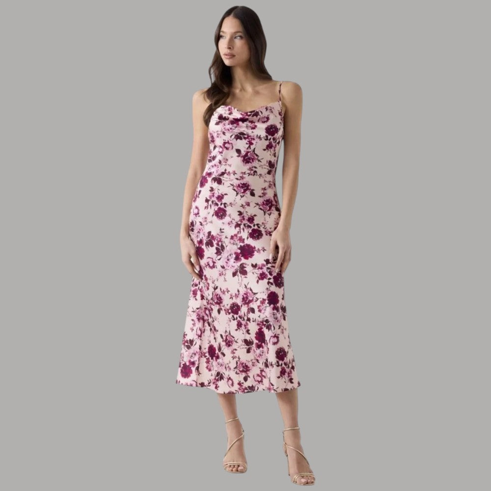 Vestito Guess Midi in Raso Floreale AKILINA Sleeveless Elegante - Prodotti di Classe
