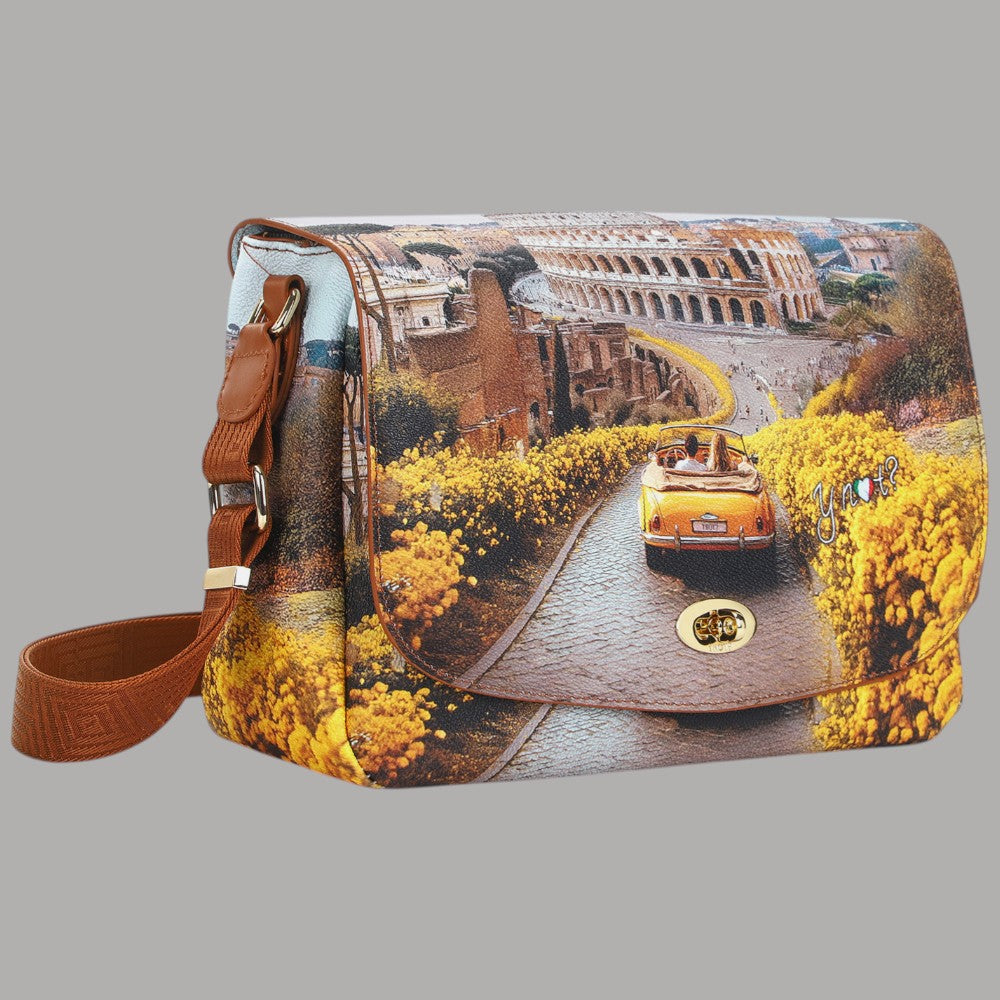 YNot borsa a tracolla flap bag large stampa città YES631S6 - Prodotti di Classe
