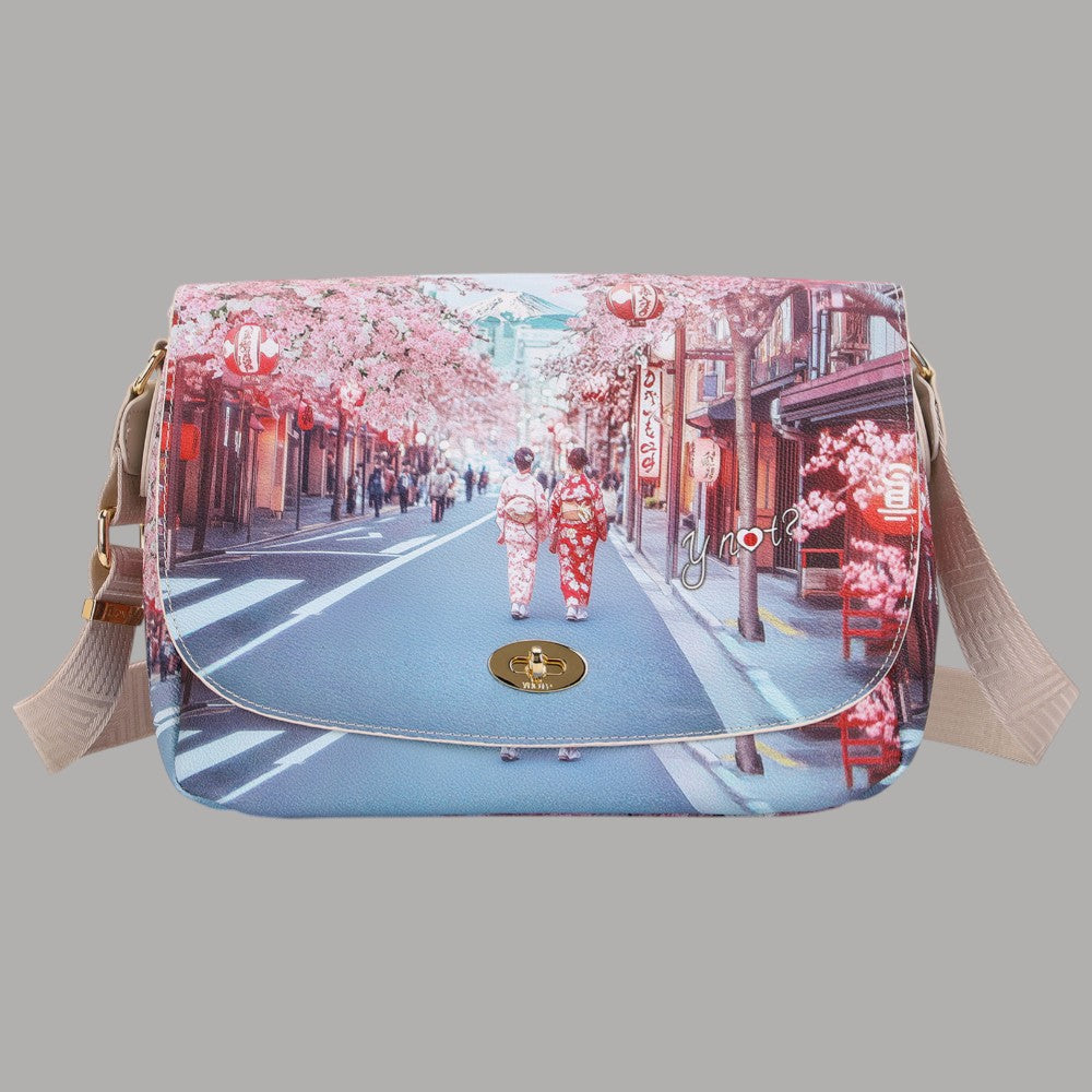 YNot borsa a tracolla flap bag large stampa città YES631S6 - Prodotti di Classe