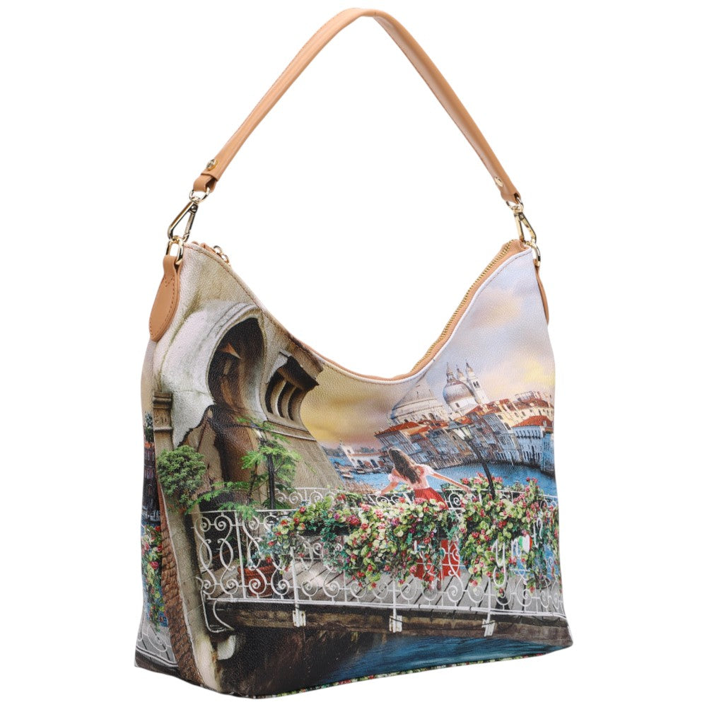 YNot borsa hobo bag stampa Flowers canal YES618S4 Borse YNot