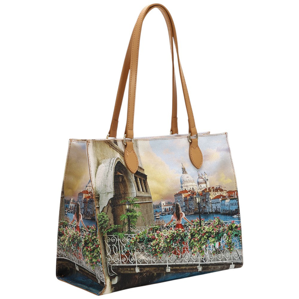 YNot borsa square shopping bag Venezia Flowery canal YES602S4 Borse YNot