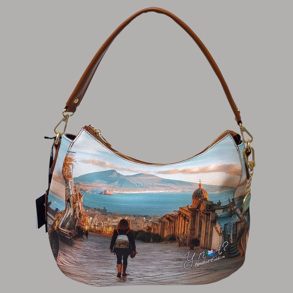 YNot hobo bag stampa Napoli Limited Edition YES629F6 - Prodotti di Classe