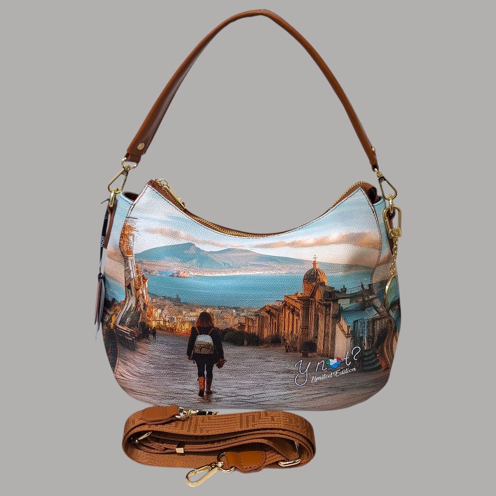 YNot hobo bag stampa Napoli Limited Edition YES629F6 - Prodotti di Classe