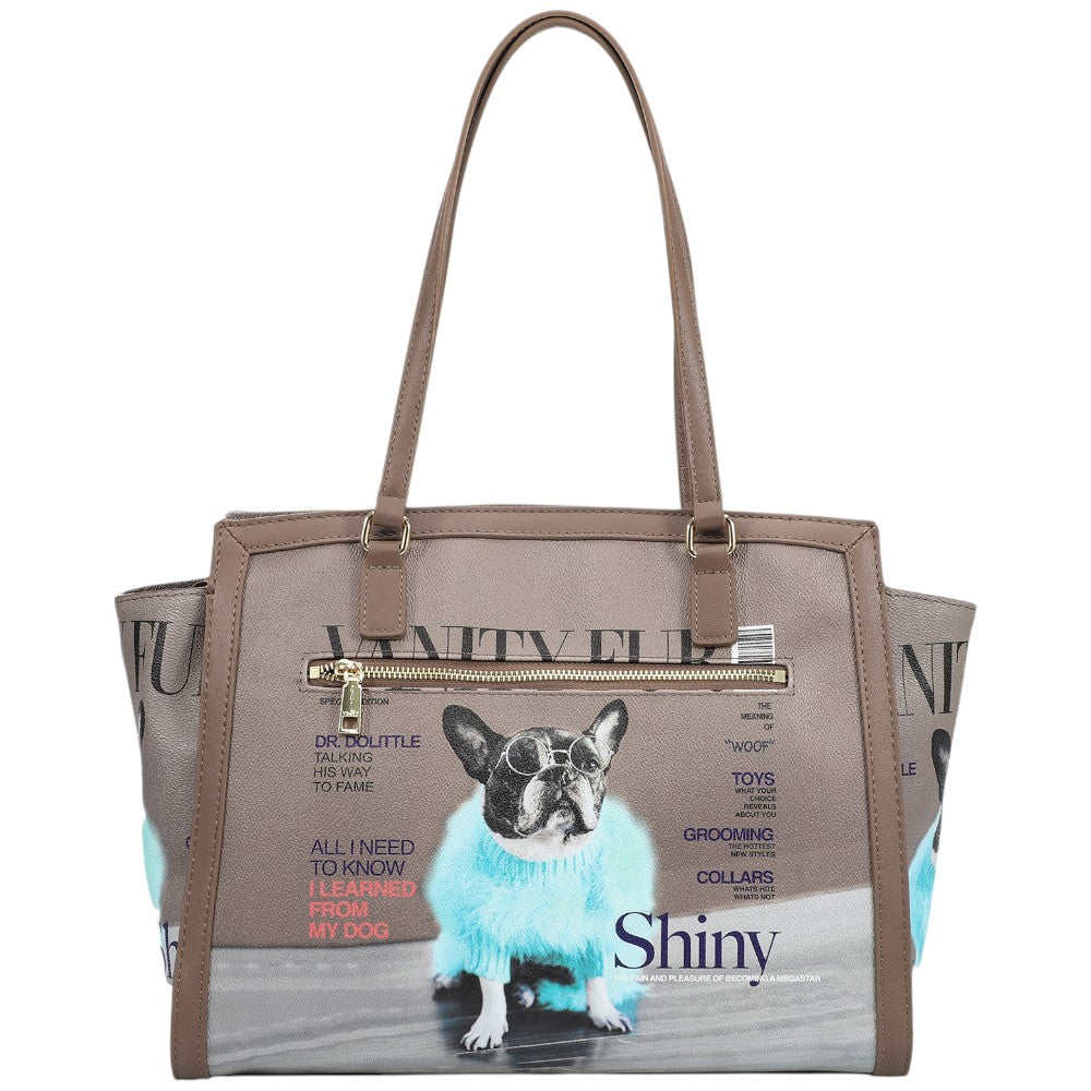 Ynot shopping bag linea Metro Chic stampa Vanity Dog MTC001F5 Borse YNot