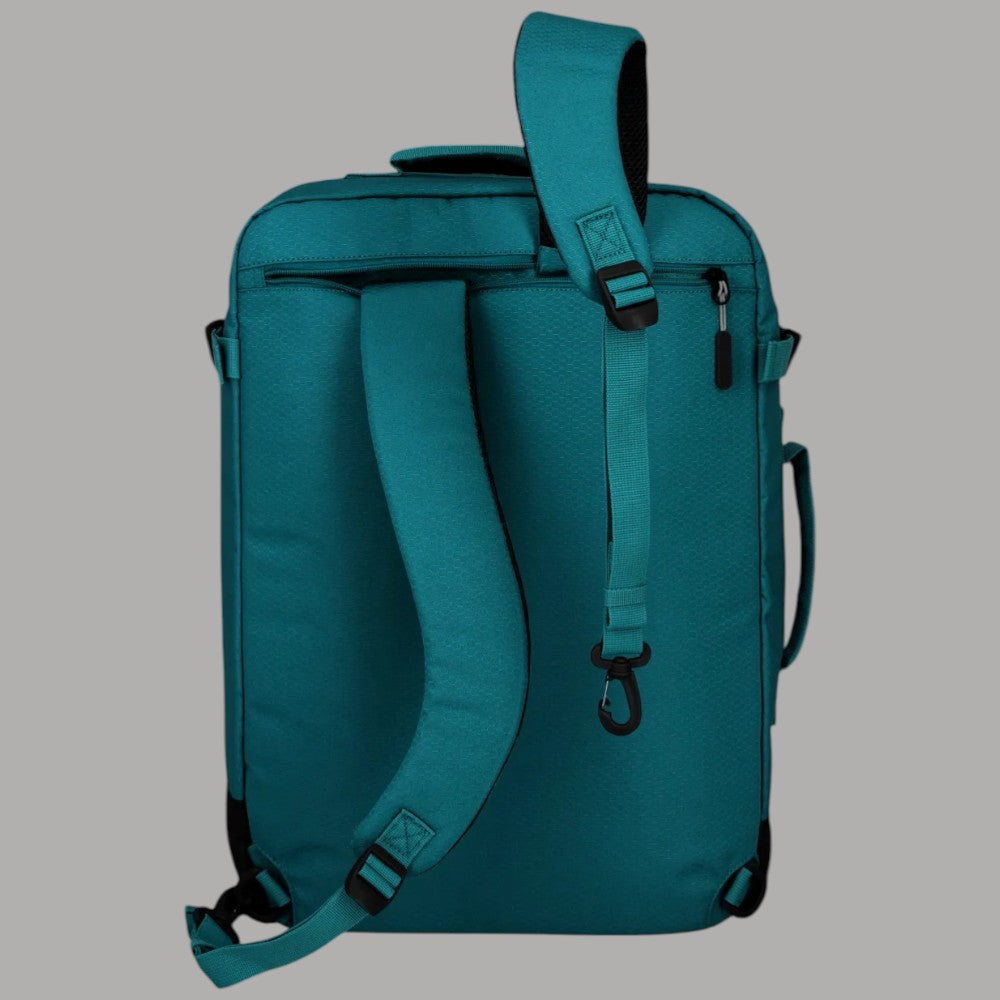 Zaino Travelite petrolio con spallacci imbottiti e cintura vita, tasche laterali