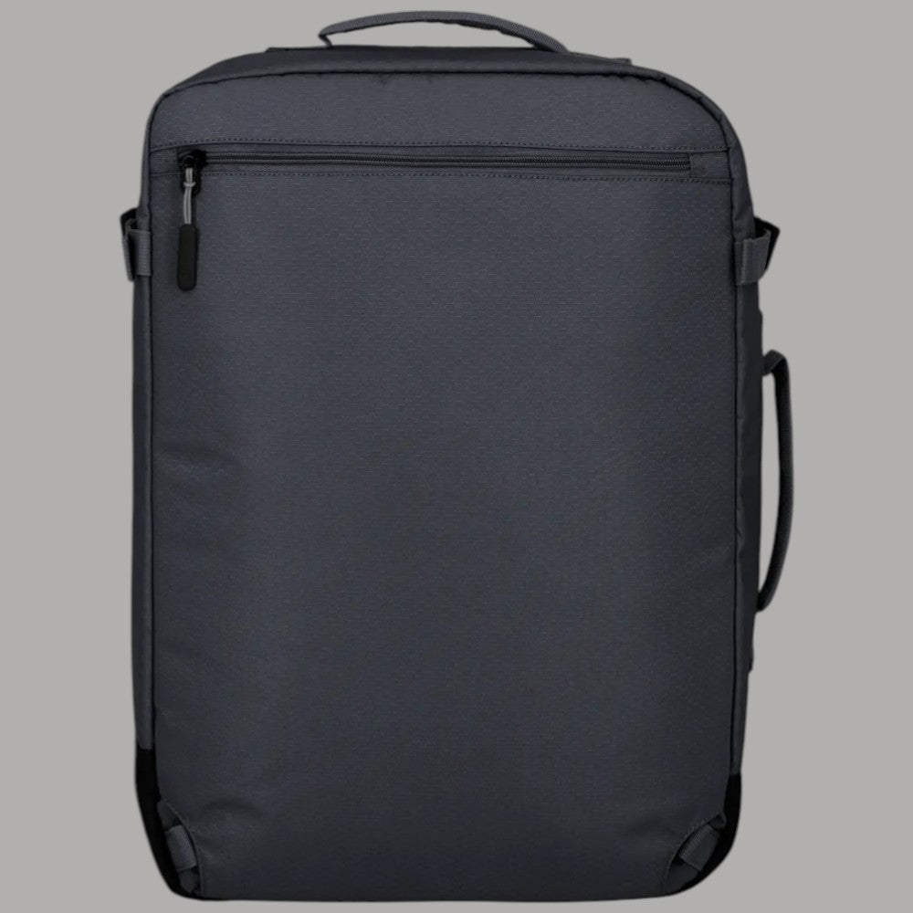 Zaino Travelite antracite vista posteriore con zip superiore e passante laterale