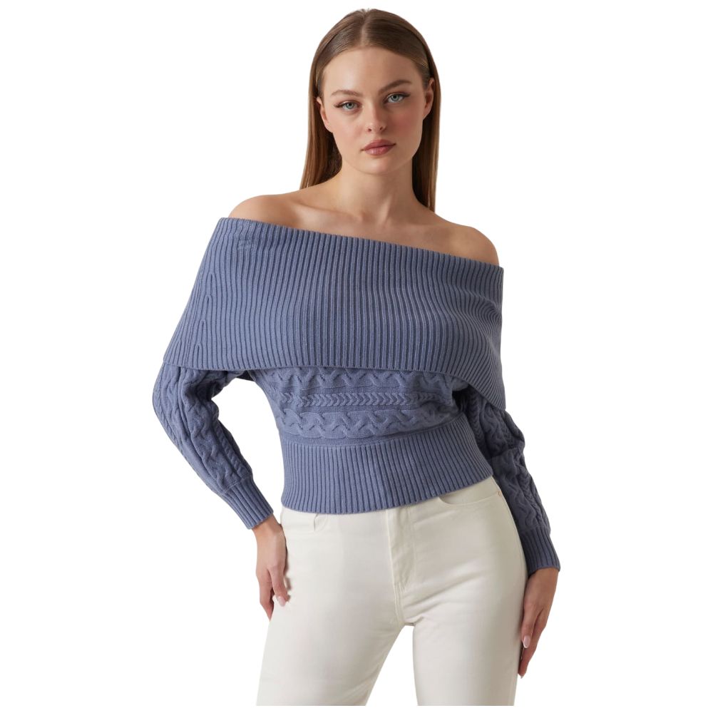 Guess maglione a trecce scollo Bardot W5BR55Z2ZK2G7HZ Maglieria Guess