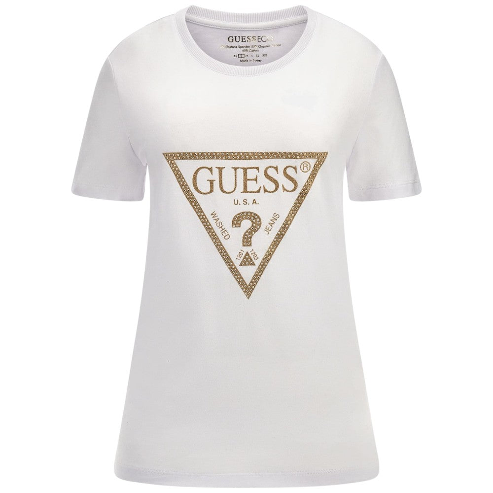 Guess t-shirt bianca Gold Triangle W4RI69 J1314 - Prodotti di Classe