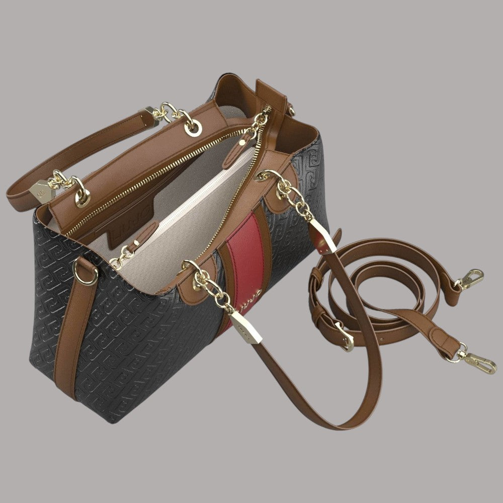 Liu Jo borsa multicolore con texture ematite e dettagli in oro, tracolla removibile