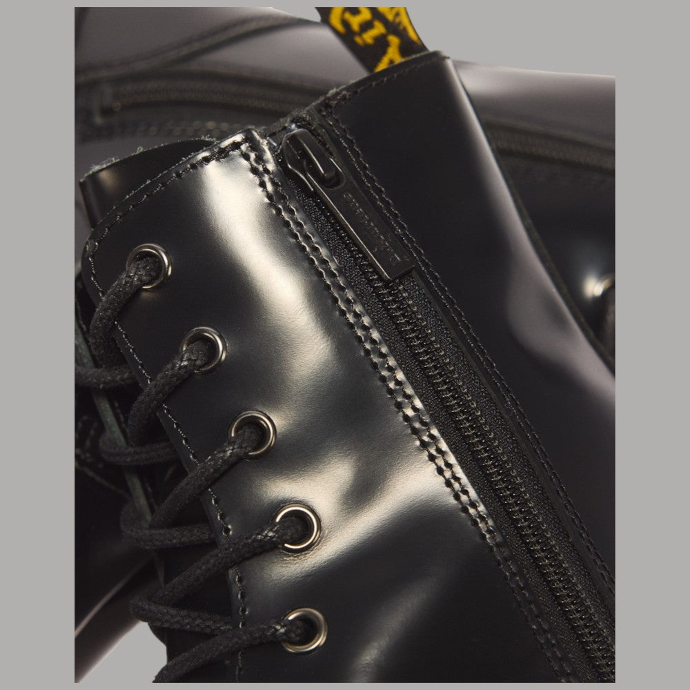 Stivali Dr Martens Jadon in pelle Smooth neri con lacci e zip laterale