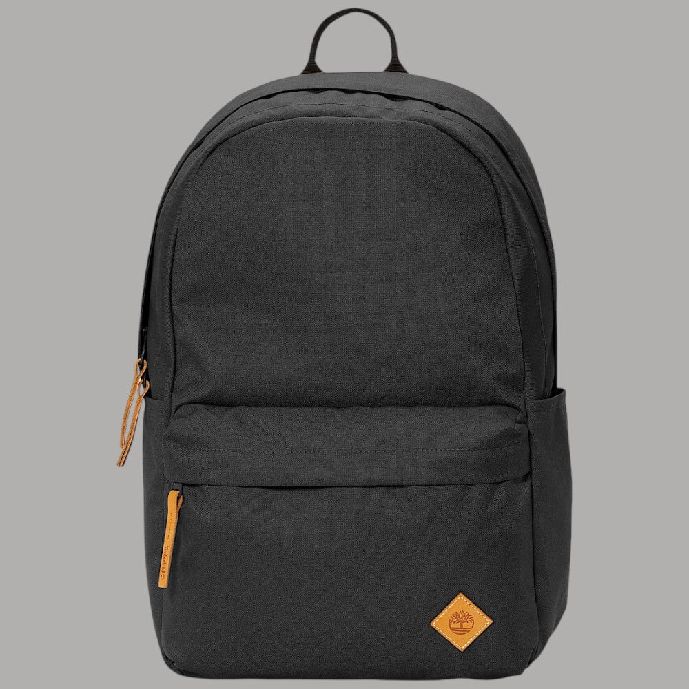 Zaino Timberland backpack da 22 litri nero con logo in patch su tasca frontale