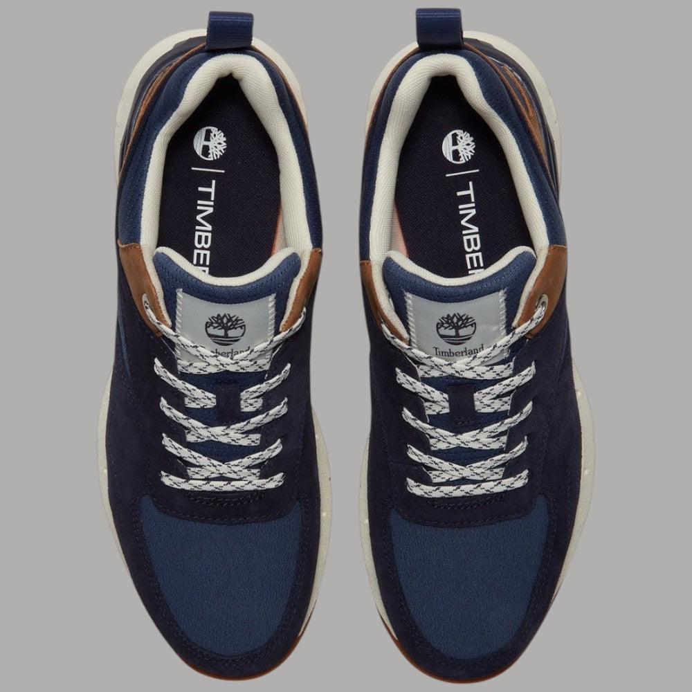 Sneakers uomo Timberland Voyager Park Low Lace blu scuro con dettagli in pelle e tessuto a contrasto